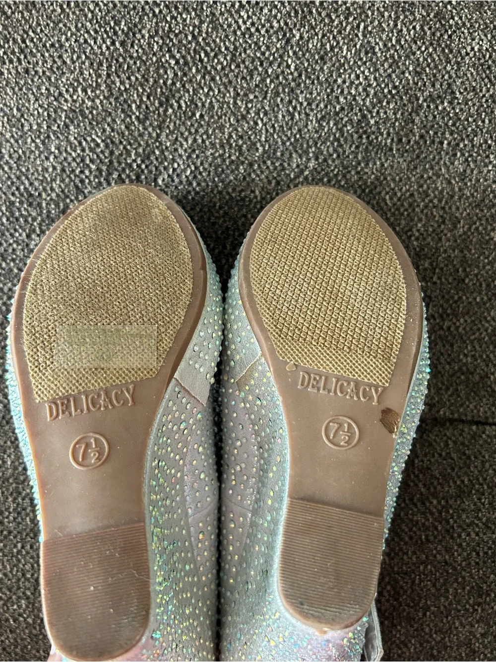 Delicacy Iridescent Silver Rhinestone wedge Shoes